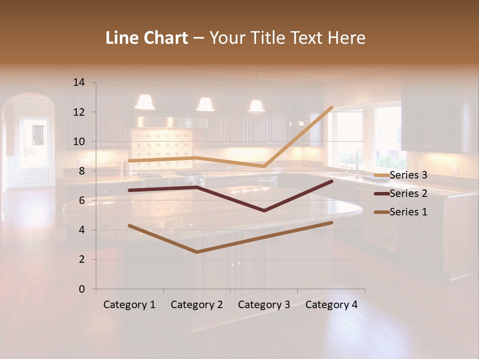 A Large Kitchen With A Center Island In The Middle Of The Room PowerPoint Template