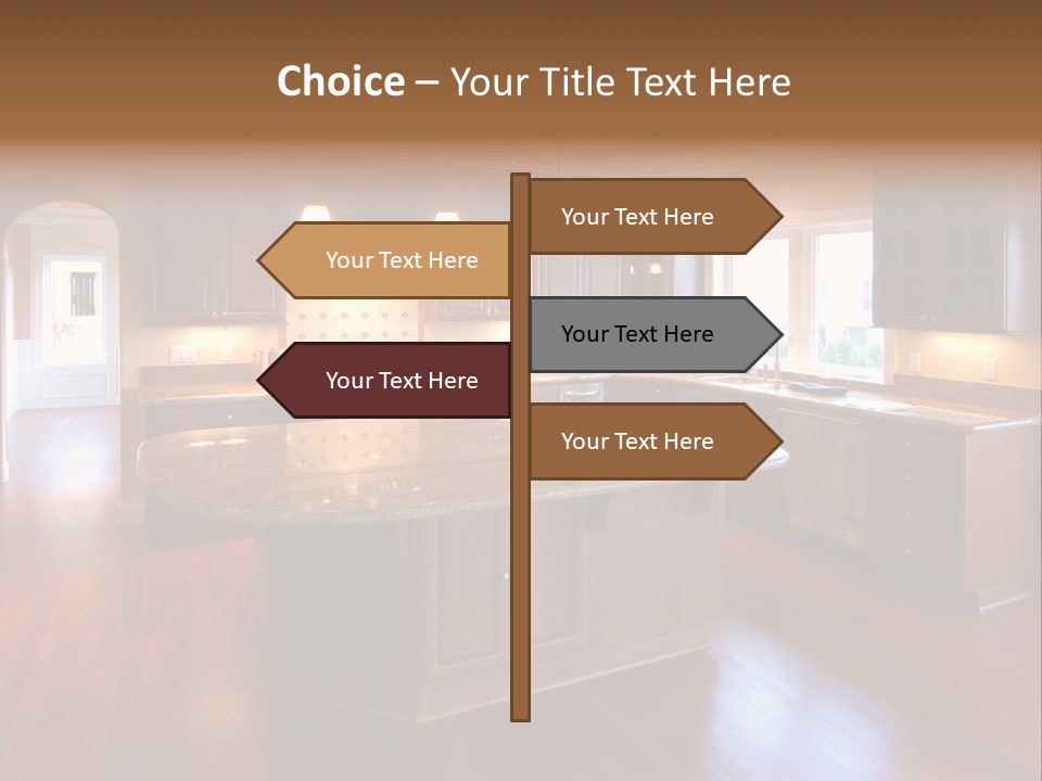 A Large Kitchen With A Center Island In The Middle Of The Room PowerPoint Template