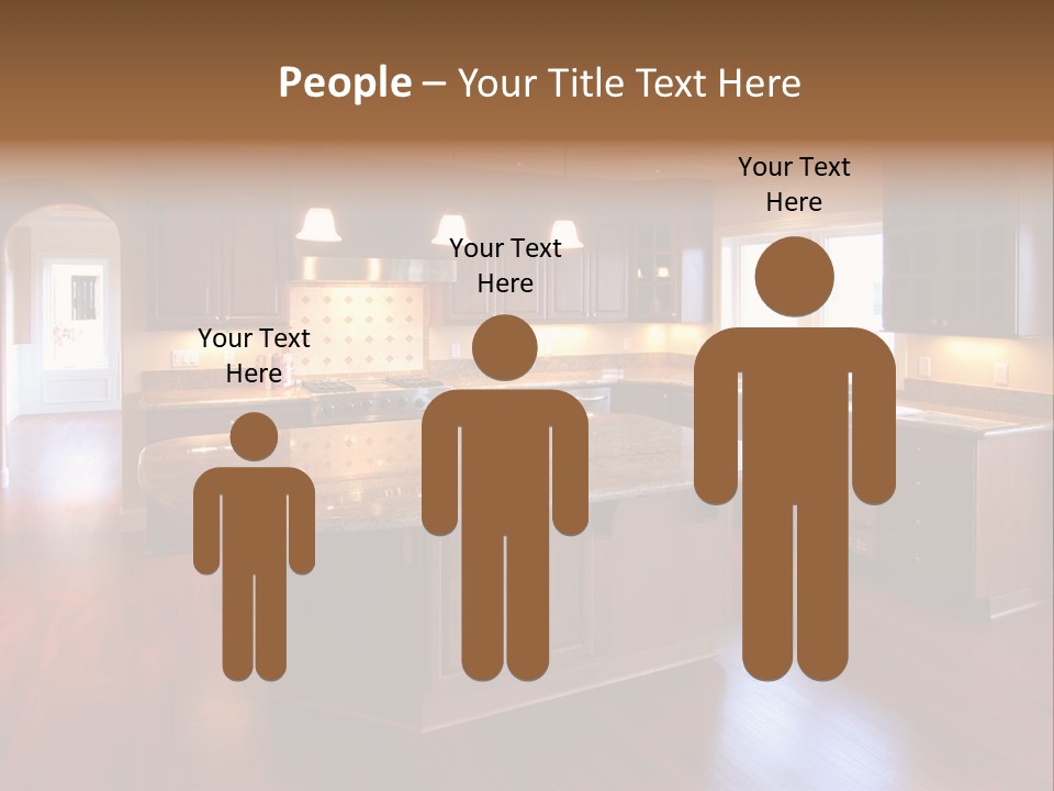 A Large Kitchen With A Center Island In The Middle Of The Room PowerPoint Template