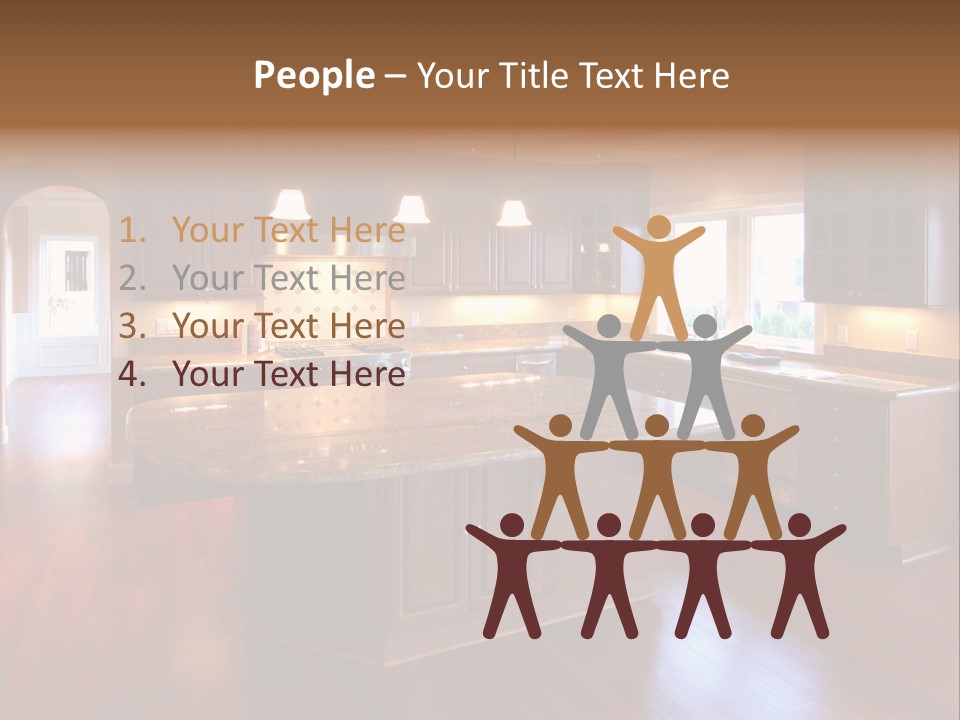 A Large Kitchen With A Center Island In The Middle Of The Room PowerPoint Template