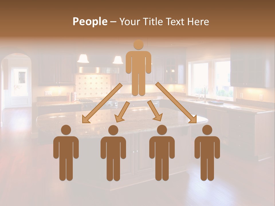 A Large Kitchen With A Center Island In The Middle Of The Room PowerPoint Template