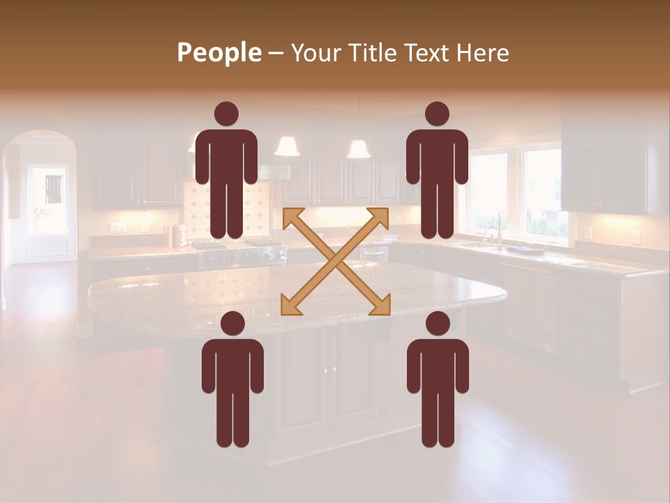 A Large Kitchen With A Center Island In The Middle Of The Room PowerPoint Template