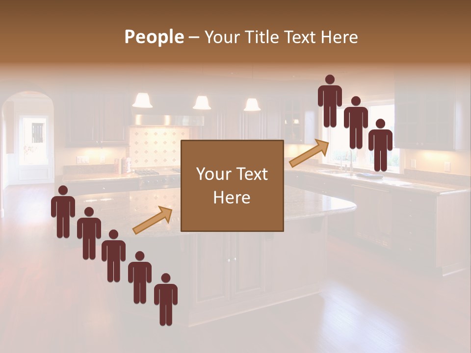 A Large Kitchen With A Center Island In The Middle Of The Room PowerPoint Template