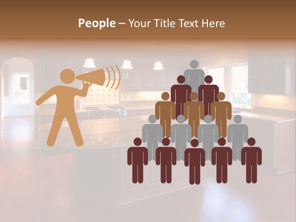 A Large Kitchen With A Center Island In The Middle Of The Room PowerPoint Template