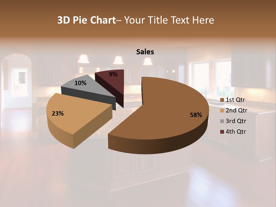 A Large Kitchen With A Center Island In The Middle Of The Room PowerPoint Template