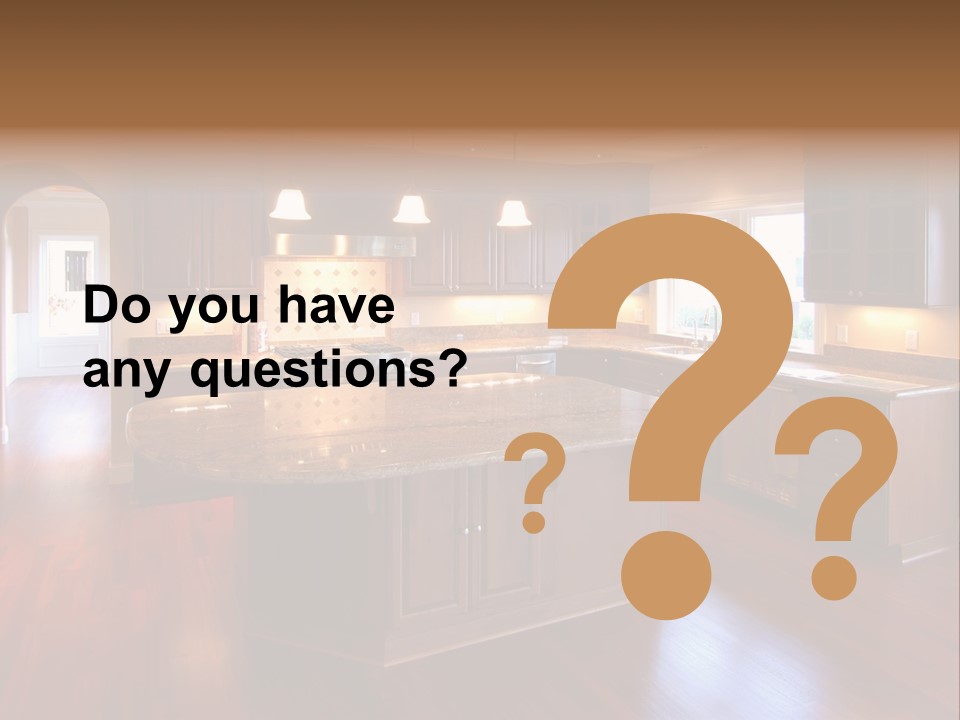 A Large Kitchen With A Center Island In The Middle Of The Room PowerPoint Template