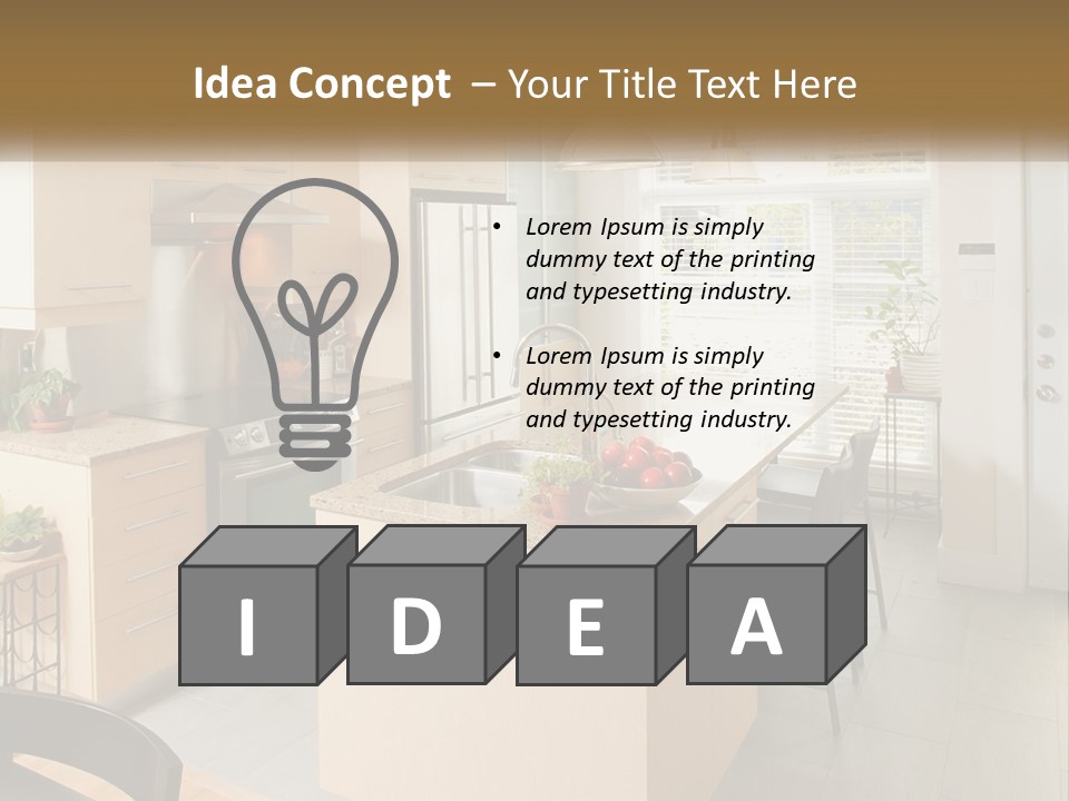 A Kitchen With A Stove Top Oven Sitting Inside Of It PowerPoint Template