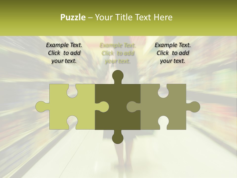 A Woman Is Walking Down A Grocery Aisle PowerPoint Template