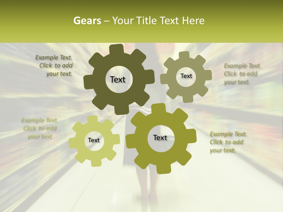 A Woman Is Walking Down A Grocery Aisle PowerPoint Template