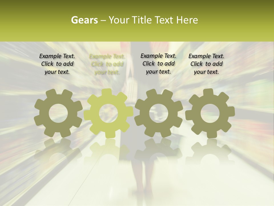 A Woman Is Walking Down A Grocery Aisle PowerPoint Template