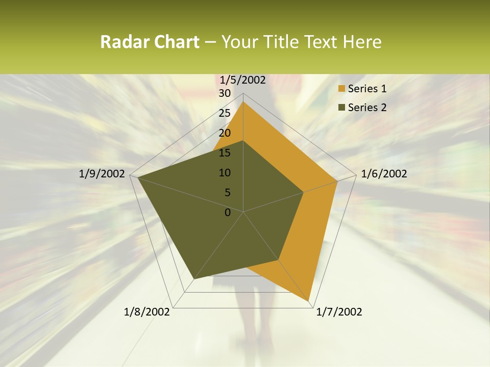 A Woman Is Walking Down A Grocery Aisle PowerPoint Template