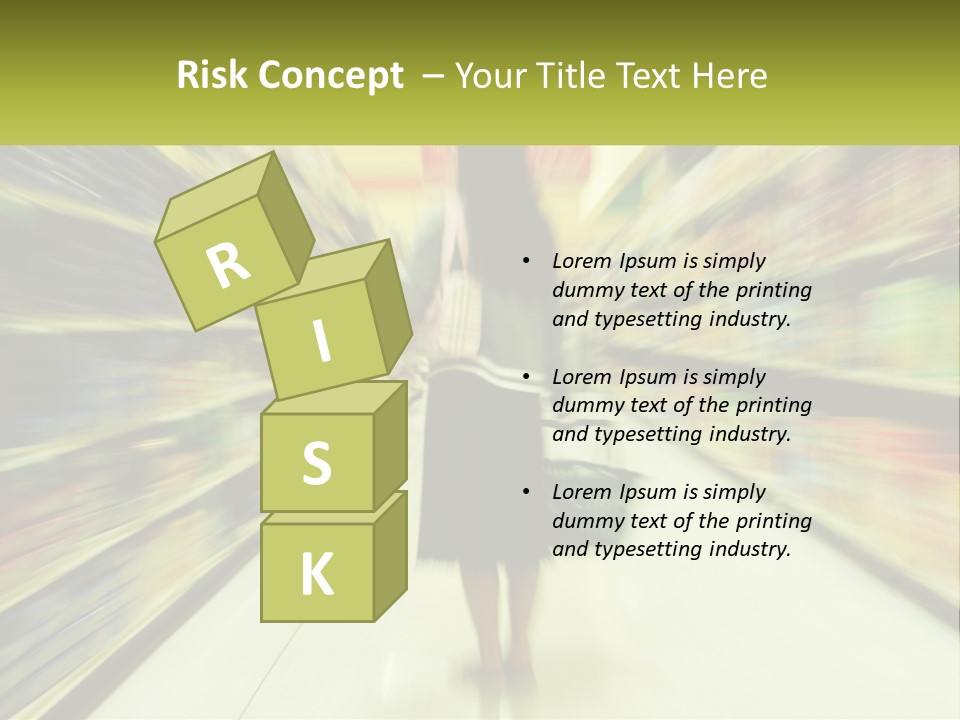 A Woman Is Walking Down A Grocery Aisle PowerPoint Template