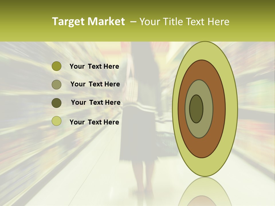 A Woman Is Walking Down A Grocery Aisle PowerPoint Template