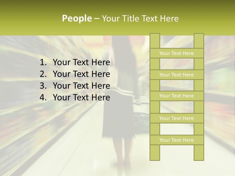 A Woman Is Walking Down A Grocery Aisle PowerPoint Template