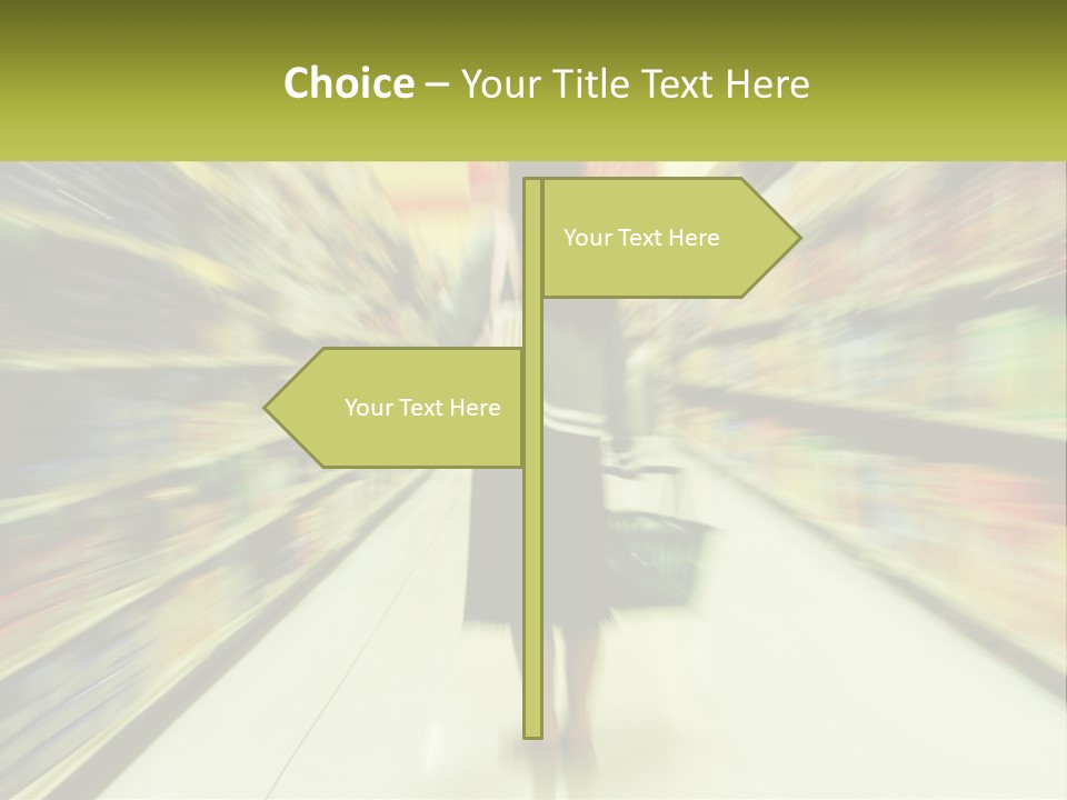 A Woman Is Walking Down A Grocery Aisle PowerPoint Template