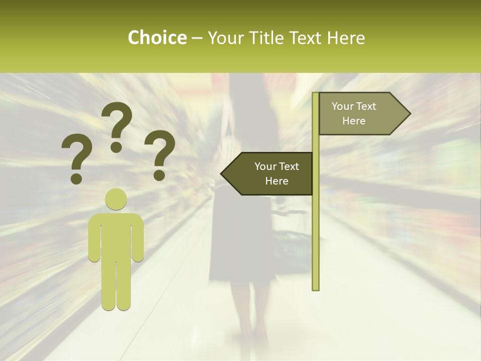A Woman Is Walking Down A Grocery Aisle PowerPoint Template