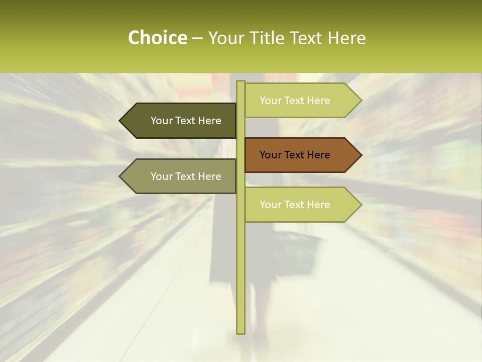 A Woman Is Walking Down A Grocery Aisle PowerPoint Template