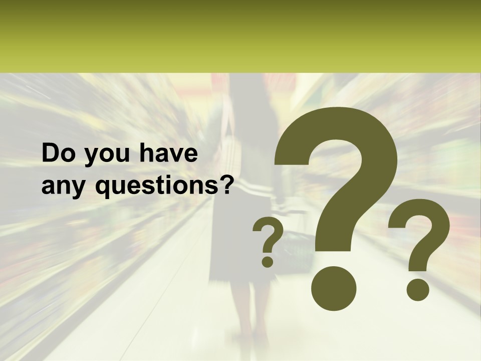 A Woman Is Walking Down A Grocery Aisle PowerPoint Template