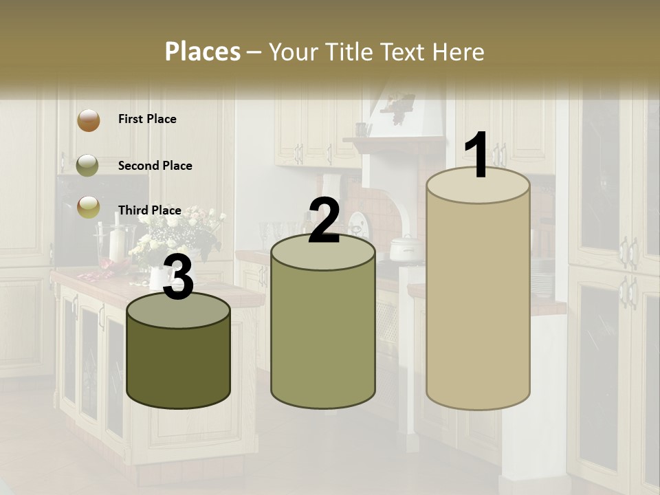 A Kitchen Filled With Lots Of Wooden Cabinets PowerPoint Template