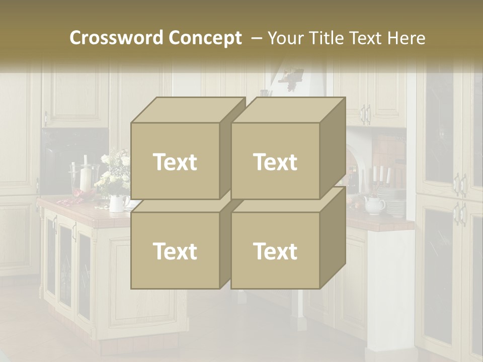 A Kitchen Filled With Lots Of Wooden Cabinets PowerPoint Template