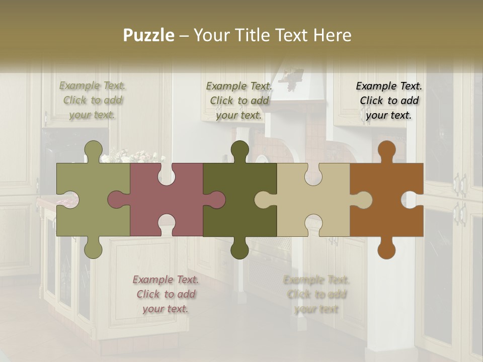 A Kitchen Filled With Lots Of Wooden Cabinets PowerPoint Template