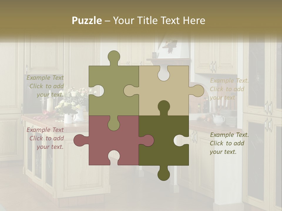 A Kitchen Filled With Lots Of Wooden Cabinets PowerPoint Template