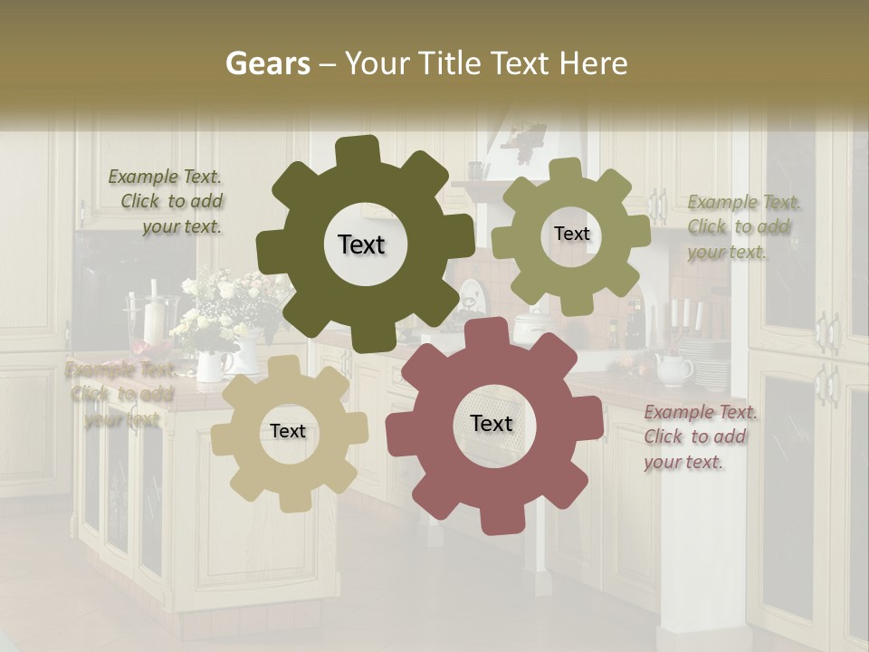 A Kitchen Filled With Lots Of Wooden Cabinets PowerPoint Template