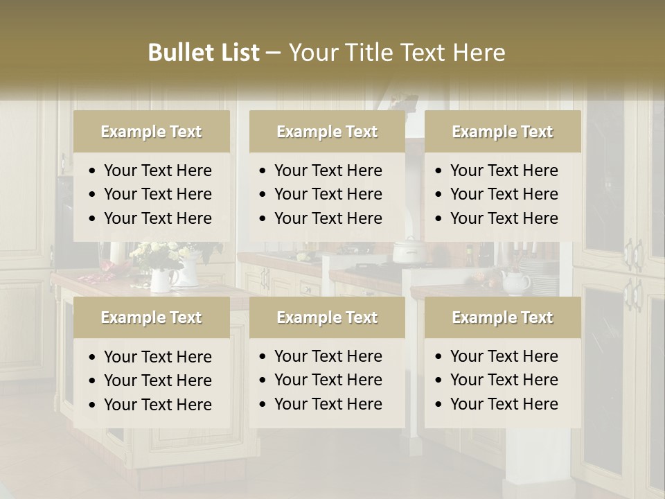 A Kitchen Filled With Lots Of Wooden Cabinets PowerPoint Template