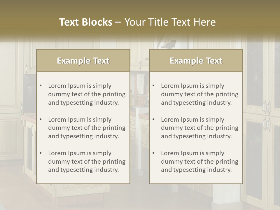 A Kitchen Filled With Lots Of Wooden Cabinets PowerPoint Template