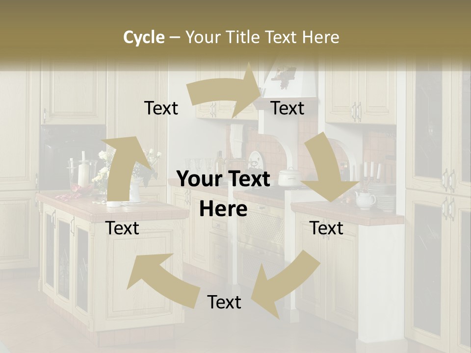 A Kitchen Filled With Lots Of Wooden Cabinets PowerPoint Template