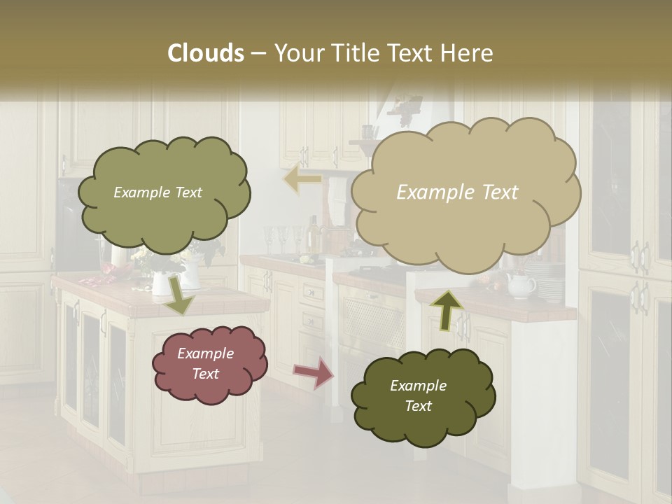 A Kitchen Filled With Lots Of Wooden Cabinets PowerPoint Template