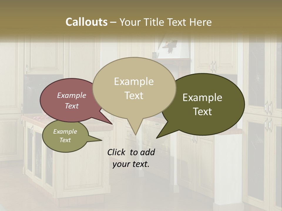 A Kitchen Filled With Lots Of Wooden Cabinets PowerPoint Template