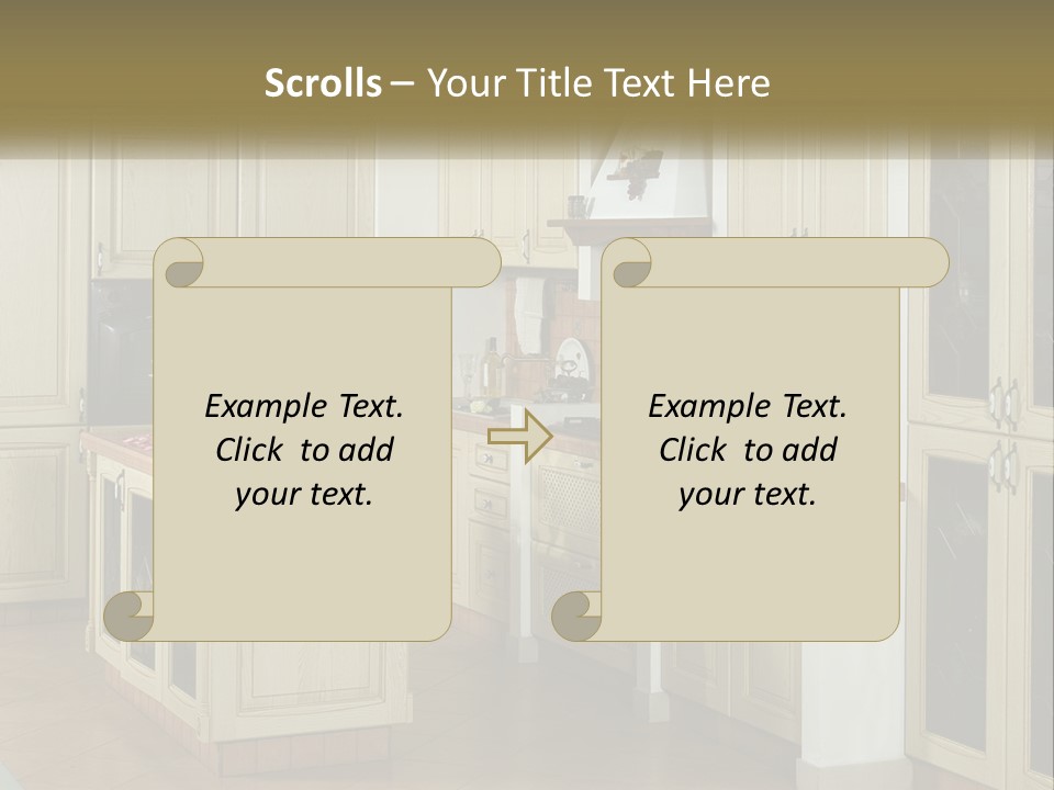 A Kitchen Filled With Lots Of Wooden Cabinets PowerPoint Template