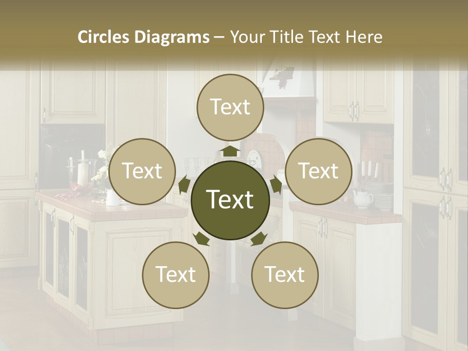 A Kitchen Filled With Lots Of Wooden Cabinets PowerPoint Template