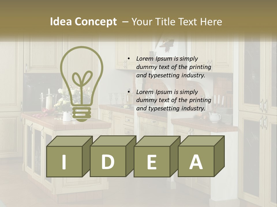 A Kitchen Filled With Lots Of Wooden Cabinets PowerPoint Template