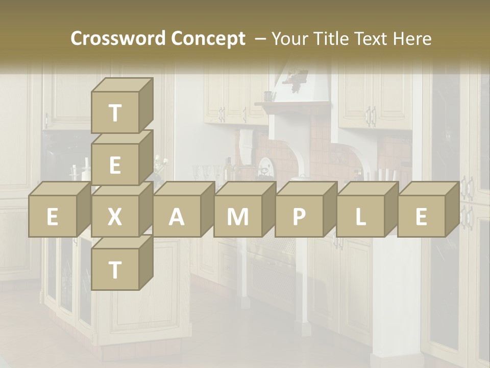 A Kitchen Filled With Lots Of Wooden Cabinets PowerPoint Template
