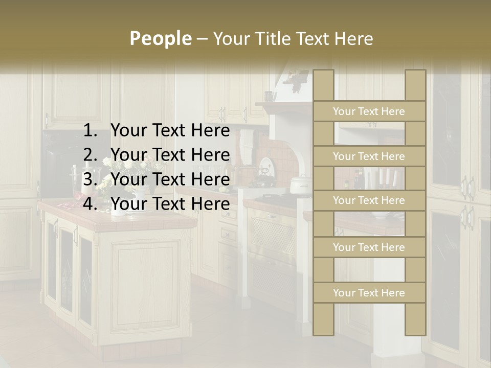 A Kitchen Filled With Lots Of Wooden Cabinets PowerPoint Template