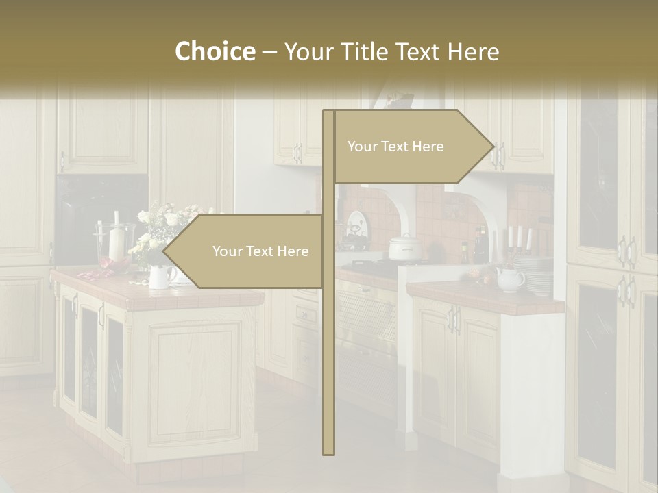 A Kitchen Filled With Lots Of Wooden Cabinets PowerPoint Template
