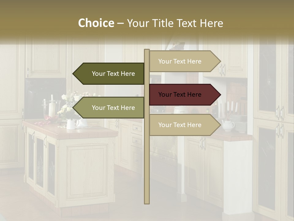 A Kitchen Filled With Lots Of Wooden Cabinets PowerPoint Template