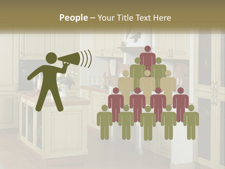 A Kitchen Filled With Lots Of Wooden Cabinets PowerPoint Template