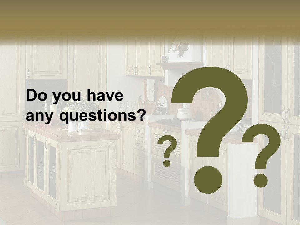 A Kitchen Filled With Lots Of Wooden Cabinets PowerPoint Template