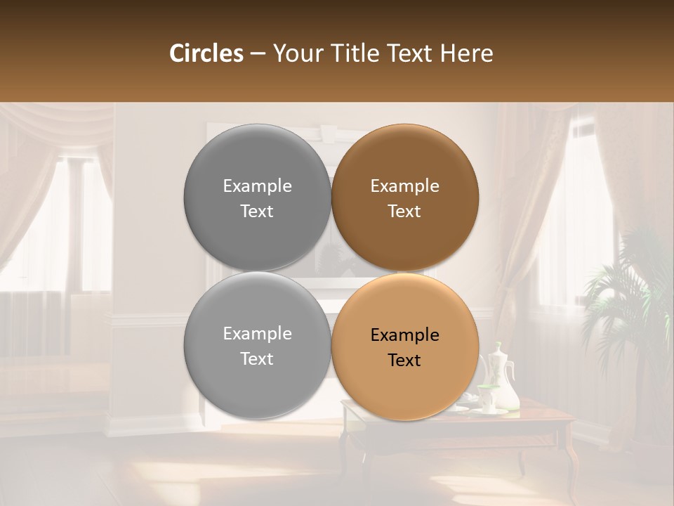 A Living Room With A Table And A Tv PowerPoint Template