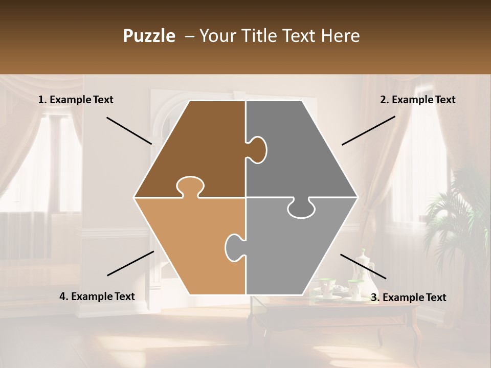 A Living Room With A Table And A Tv PowerPoint Template