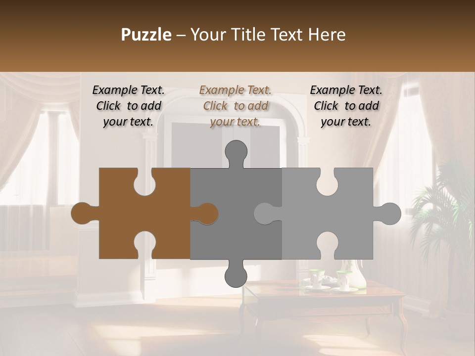 A Living Room With A Table And A Tv PowerPoint Template