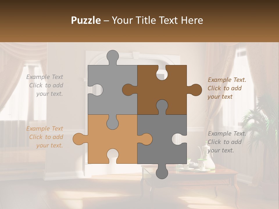 A Living Room With A Table And A Tv PowerPoint Template