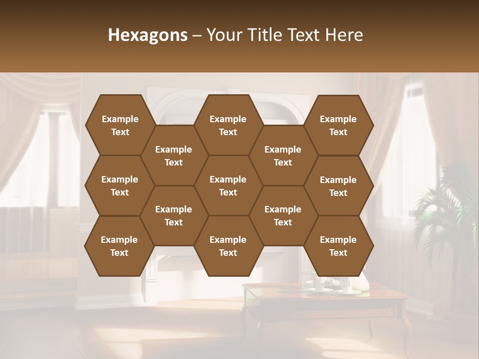 A Living Room With A Table And A Tv PowerPoint Template