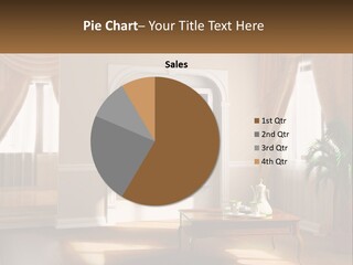 A Living Room With A Table And A Tv PowerPoint Template