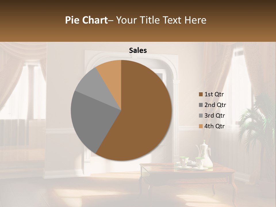 A Living Room With A Table And A Tv PowerPoint Template