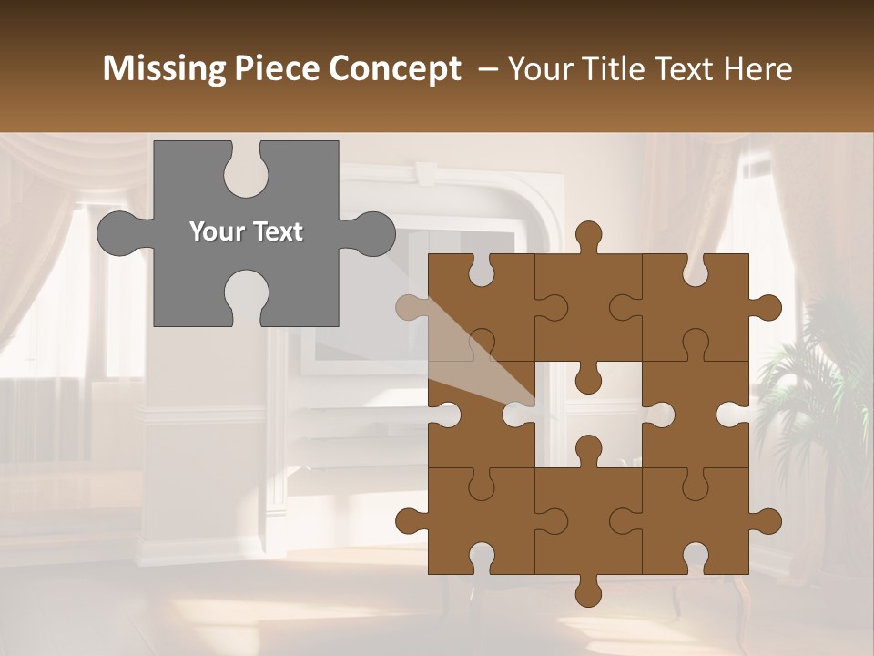 A Living Room With A Table And A Tv PowerPoint Template