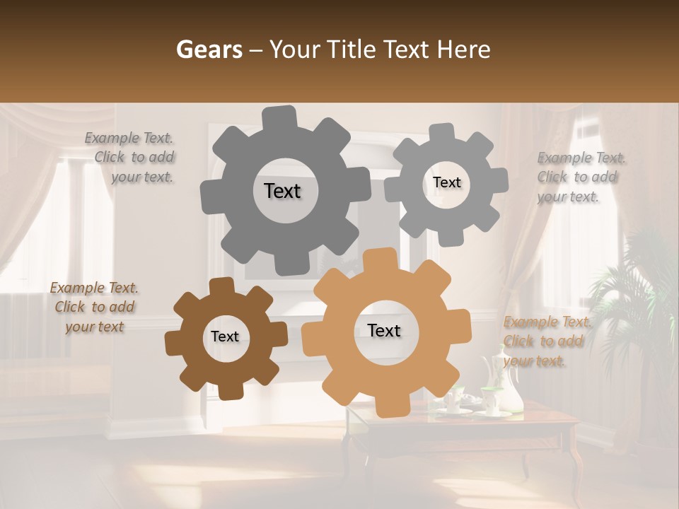 A Living Room With A Table And A Tv PowerPoint Template